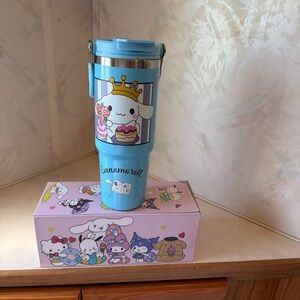 Sanrio Cinnamoroll Light Blue Travel Tumbler with Character Dessert Art